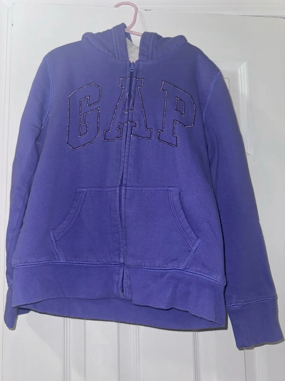 Gap Kids Girls Purple Sherpa Lined Zip Hoodie Logo Size L 10